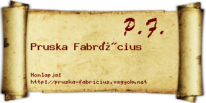 Pruska Fabrícius névjegykártya